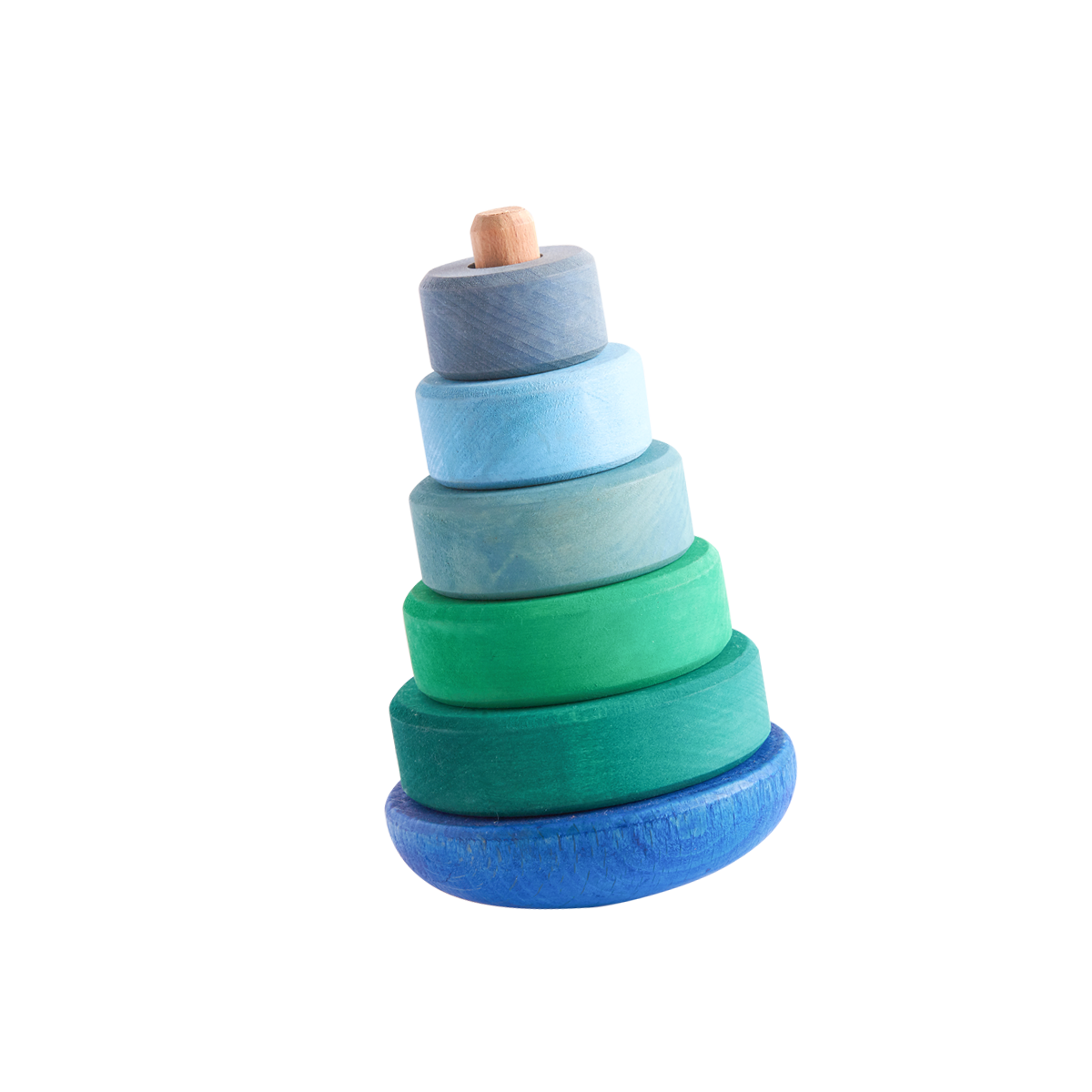 Blue/Green Wooden Wobbling Stacker Wobbly Stacking Tower 